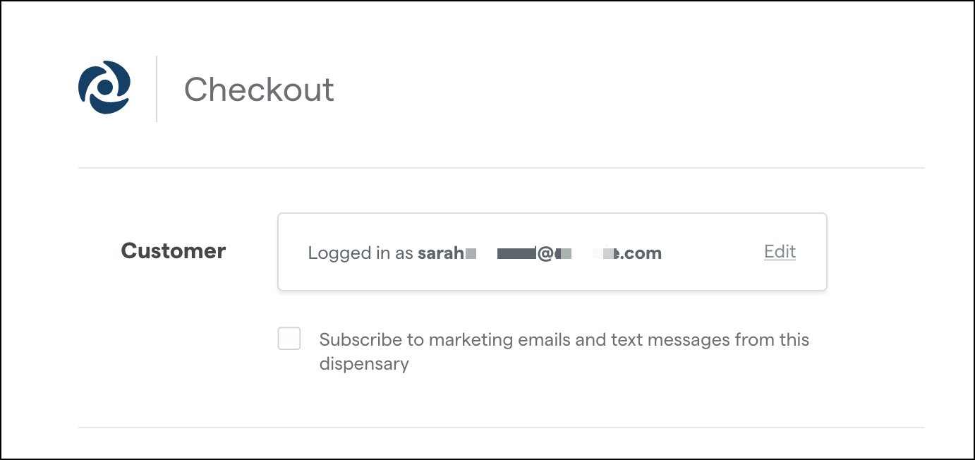 Checkout page with customer login details.